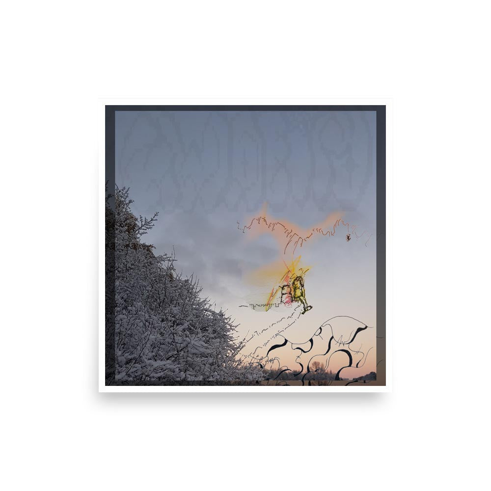 Photography image print of a sunset in the winter, two life like figures together on a imaginary life created by juxtaposed lines. The horizon hues of the landscape are blues, greys, whites creams, beiges, oranges.  Purpose, to be enjoyed, questioned and discussed.
JPG
• 1000 × 1000
• 78.41 kB