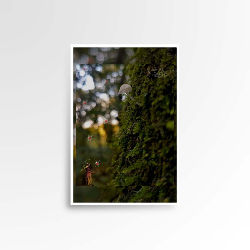 Photography print image of lifelike figure, looking at small mushroom. Colours green, yellow, white, brown, black. Purpose, to be enjoyed in someone's home.
JPG
• 833 × 833
• 57.7 kB