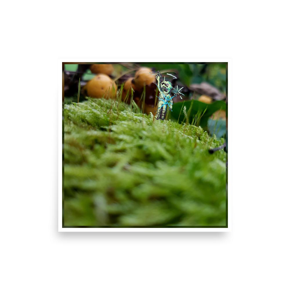 Photography print image of lifelike miniature figure, on a stone next to some moss which has tiny flowers growing from them. Colours, green, brown, grey, red, yellow, white.
JPG
• 1000 × 1000
• 73.27 kB