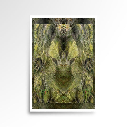 Photography print image of two transparent lifelike figure, in a collage rocks and trees that create a new image that has faces and eyes in it. Colours green, gold yellow, red. Purpose, to be enjoyed, questioned and disused.
JPG
• 833 × 833
• 111.43 kB