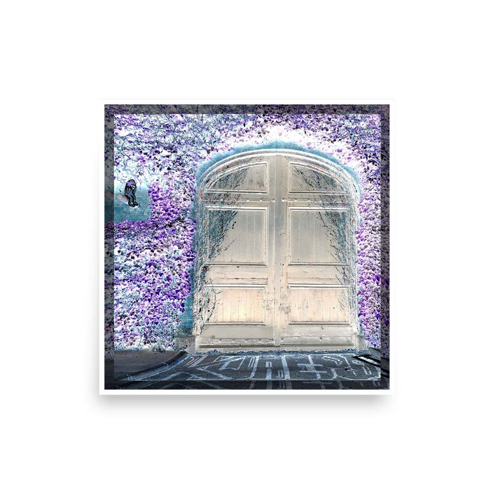 Photography print image of a door with a life like figure. Colours purple, white, cyan, black.  Purpose, to be enjoyed, questioned and discussed.
JPG
• 1000 × 1000
• 145.19 kB