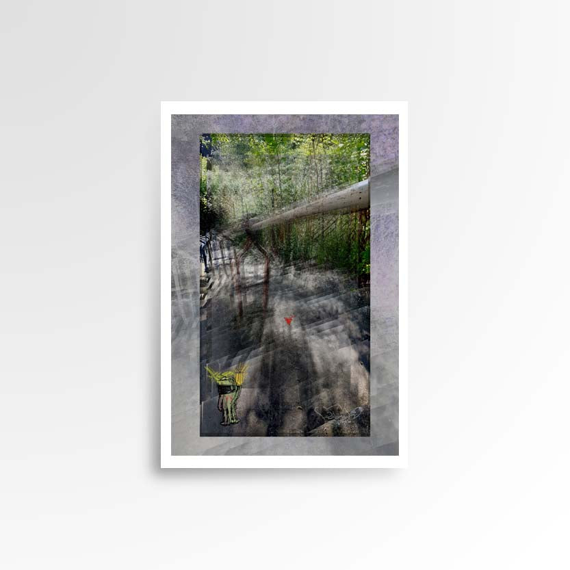 Photography print image of lifelike figure, resonating on some stairs outside. Colours green, grey, brown, yellow, orange. Purpose, to be enjoyed, questioned and discussed.
JPG
• 833 × 833
• 64.46 kB