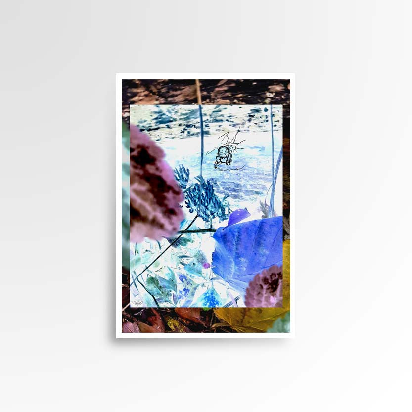 Photography print image of  three lifelike figures, hidden in a jungle of mycelium which could be mistaken as underwater sea weed or coral. colours blue, cyan, blue, violet, purple, white, black. brown, green. Purpose, to be enjoyed in someone's home.
JPG
• 833 × 833
• 78.33 kB