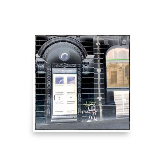 Photography print image of a two doors collared together with a life like figure. Colours black, white gold, green.  Purpose, to be enjoyed, questioned and discussed.
JPG
• 1000 × 1000
• 86.45 kB